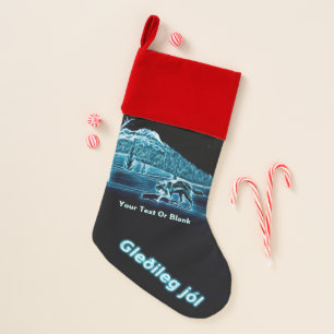 A Wolf On Snow - Gleðileg Jól Christmas Stocking