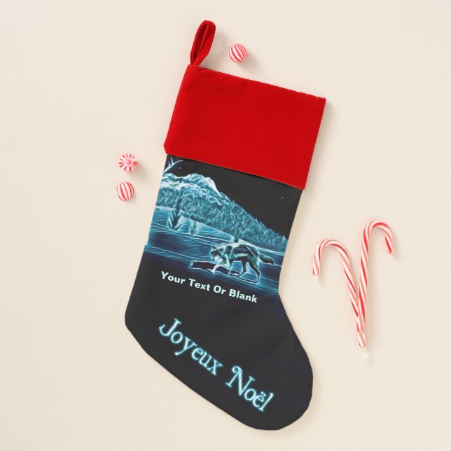 A Wolf On Snow - Joyeux Noёl Christmas Stocking (Front)