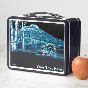 A Wolf On Snow Metal Lunch Box
