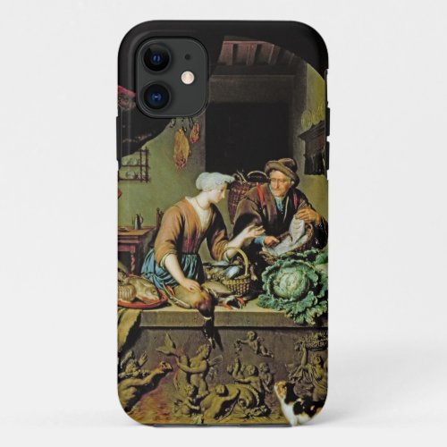 A Woman and a Fish Peddler 1713 oil on panel iPhone 11 Case