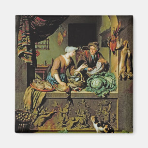 A Woman and a Fish Peddler, 1713 (oil on panel) Magnet