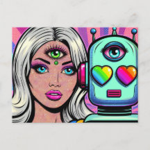 A woman and a robot with a Third Eye