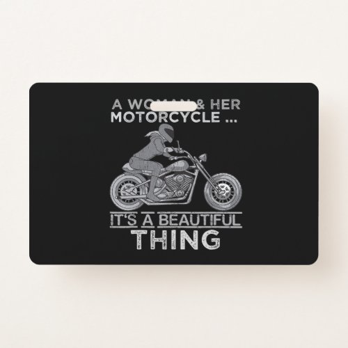 A Woman And Her Motorcycle Art Gift For Bikers Badge