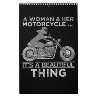 A Woman And Her Motorcycle Art Gift For Bikers Calendar