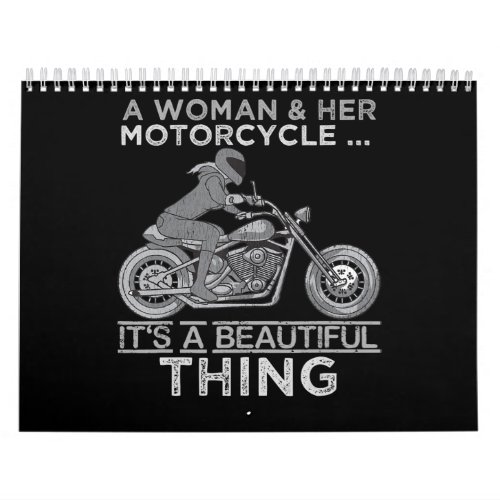 A Woman And Her Motorcycle Art Gift For Bikers Calendar