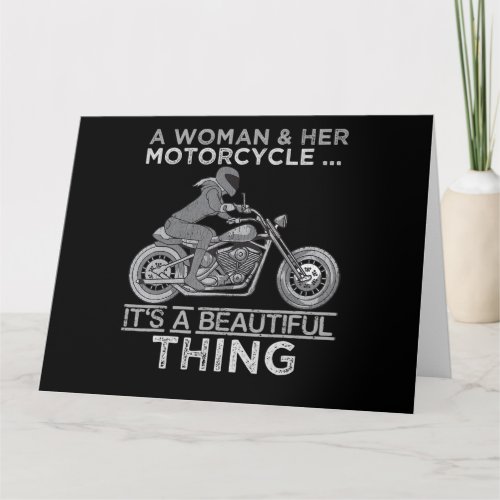 A Woman And Her Motorcycle Art Gift For Bikers Card