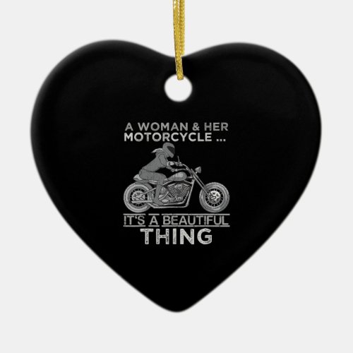 A Woman And Her Motorcycle Art Gift For Bikers Ceramic Ornament