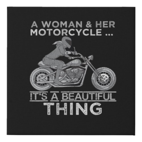 A Woman And Her Motorcycle Art Gift For Bikers Faux Canvas Print