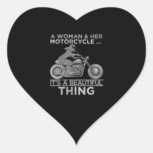 A Woman And Her Motorcycle Art Gift For Bikers Heart Sticker