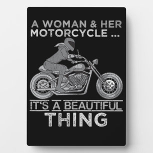 A Woman And Her Motorcycle Art Gift For Bikers Plaque
