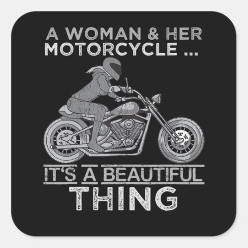 A Woman And Her Motorcycle Art Gift For Bikers Square Sticker