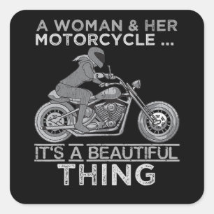 A Woman And Her Motorcycle Art Gift For Bikers Square Sticker