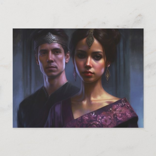 A Woman and Man dressed in Royal Purple with crown Postcard (Front)