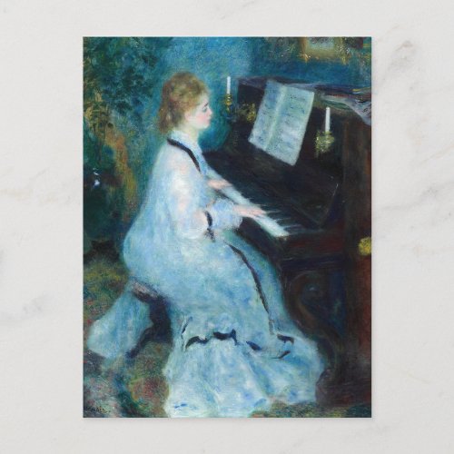 A Woman at the Piano by Renoir _ Impressionist Art Postcard