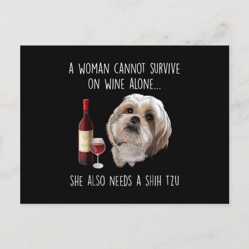 A Woman Cant Survive On Wine Alone She Needs Announcement Postcard