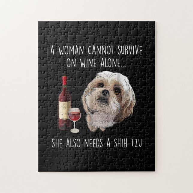 A Woman Can’t Survive On Wine Alone She Needs Jigsaw Puzzle (Vertical)