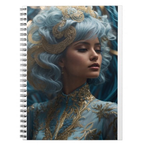 A woman decorated with charming colored hair With Notebook