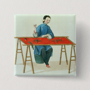 A Woman Embroidering, plate 41 from 'The Costume o Button