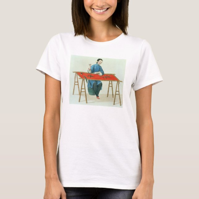 A Woman Embroidering, plate 41 from 'The Costume o T-Shirt (Front)