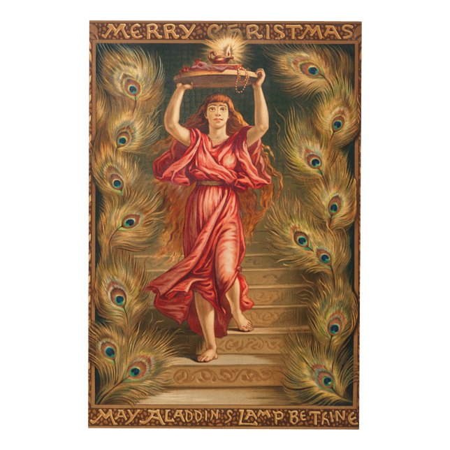 A Woman Holding Lamp Wood Wall Art (Front)