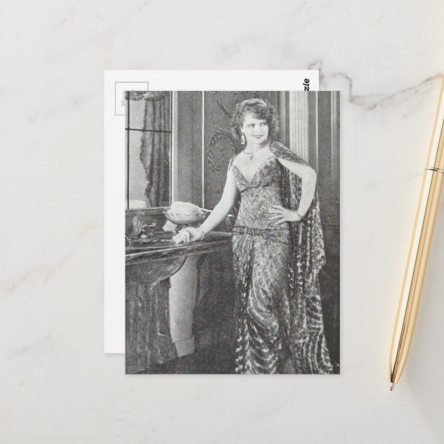 A Woman in 1930 Black and White Postcard (Front/Back In Situ)