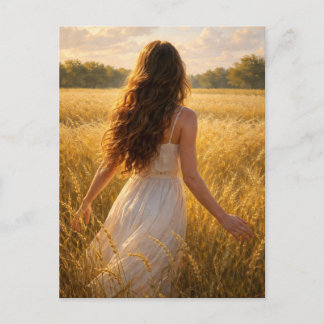 A Woman in a Field of Hay by M. Laplante Postcard