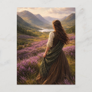 A Woman in a Field of Heather by M. Laplante Postcard