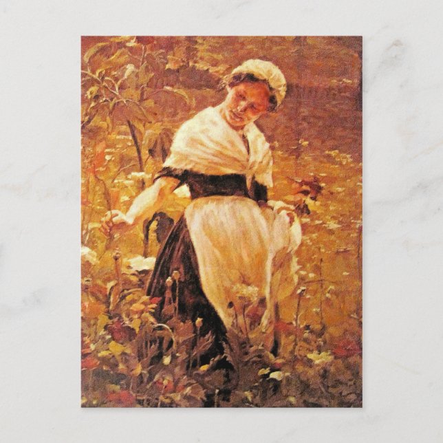 A woman in a field postcard (Front)