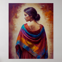 a Woman in a Multi-Colored Shawl  Poster