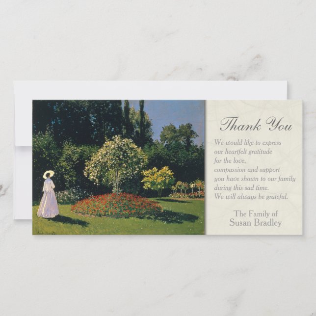 A Woman in the Garden Sympathy Thank You Card (Front)