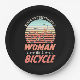 A Woman On A Bicycle Paper Plates