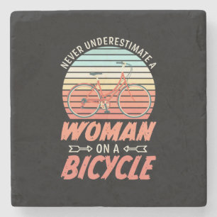 A Woman On A Bicycle Stone Coaster
