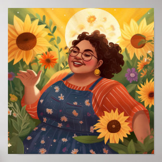 A Woman’s Strength and Joy in Moonlight Garden Poster