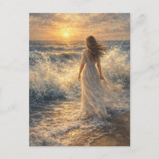 A Woman Stands Upon the Sands by M. Laplante Postcard
