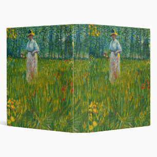 A Woman Walking in a Garden - Vincent van Gogh 3 Ring Binder
