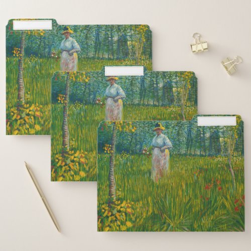 A Woman Walking in a Garden _ Vincent van Gogh File Folder