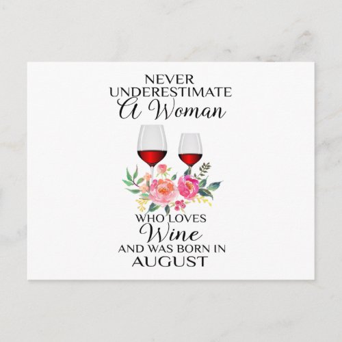 A Woman Who Loves Wine Born In August Postcard