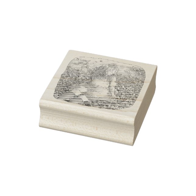 a woman who sits on a fallen leaf in the willow of rubber stamp (Stamp)