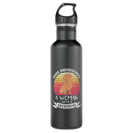 A Woman With A Dachshund Stainless Steel Water Bottle