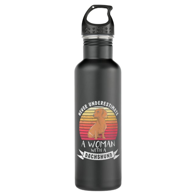 A Woman With A Dachshund Stainless Steel Water Bottle (Front)