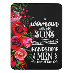 A woman With All Sons Gift, Mother's Day Gift Idea Door Sign