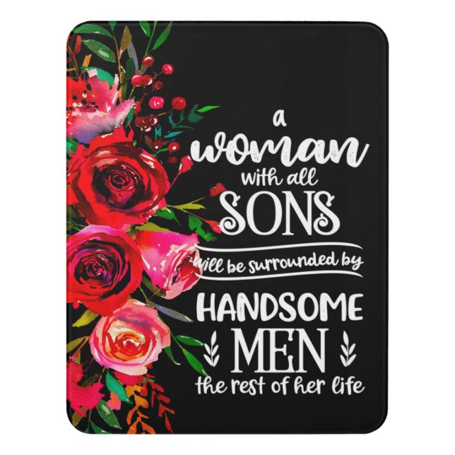 A woman With All Sons Gift, Mother's Day Gift Idea Door Sign (Contemporary Vert)