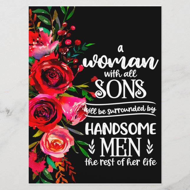 A woman With All Sons Gift, Mother's Day Gift Idea Menu (Front)