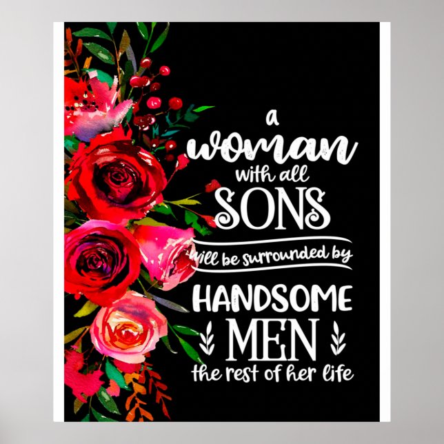 A woman With All Sons Gift, Mother's Day Gift Idea Poster (Front)