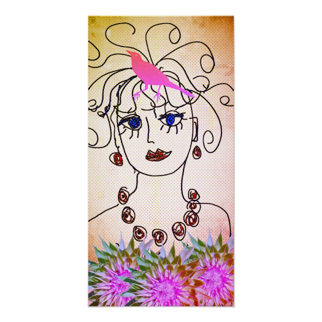 A woman with birds poster (Front)