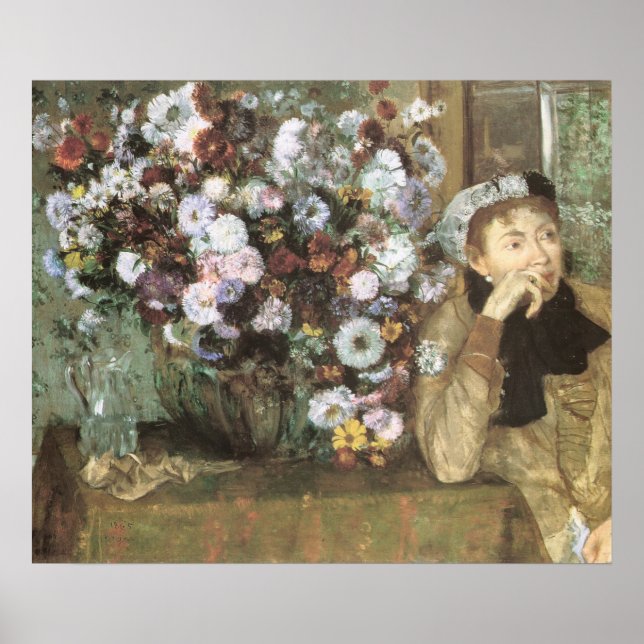A Woman With Chrysanthemums by Edgar Degas Poster (Front)