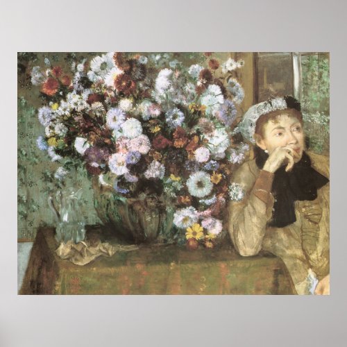 A Woman With Chrysanthemums by Edgar Degas Poster