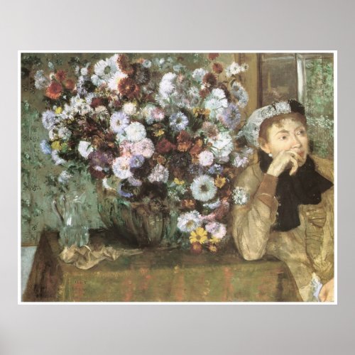 A Woman with Chrysanthemums Edgar Degas Poster