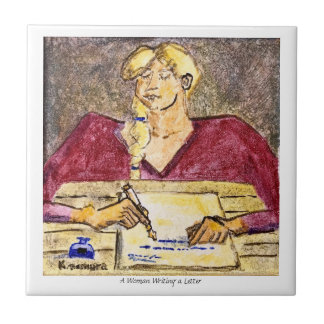 A Woman Writing a Letter Ceramic Tile