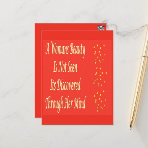 A Womans Beauty message poem feature inspire       Postcard